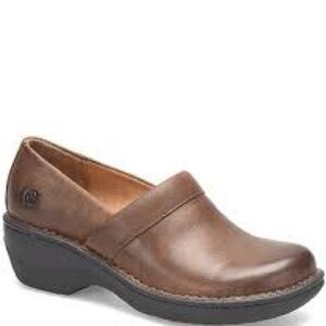 Born Toby Duo Wedge Heel Clogs Genuine Leather Arch Support Size 12 Brown GUC